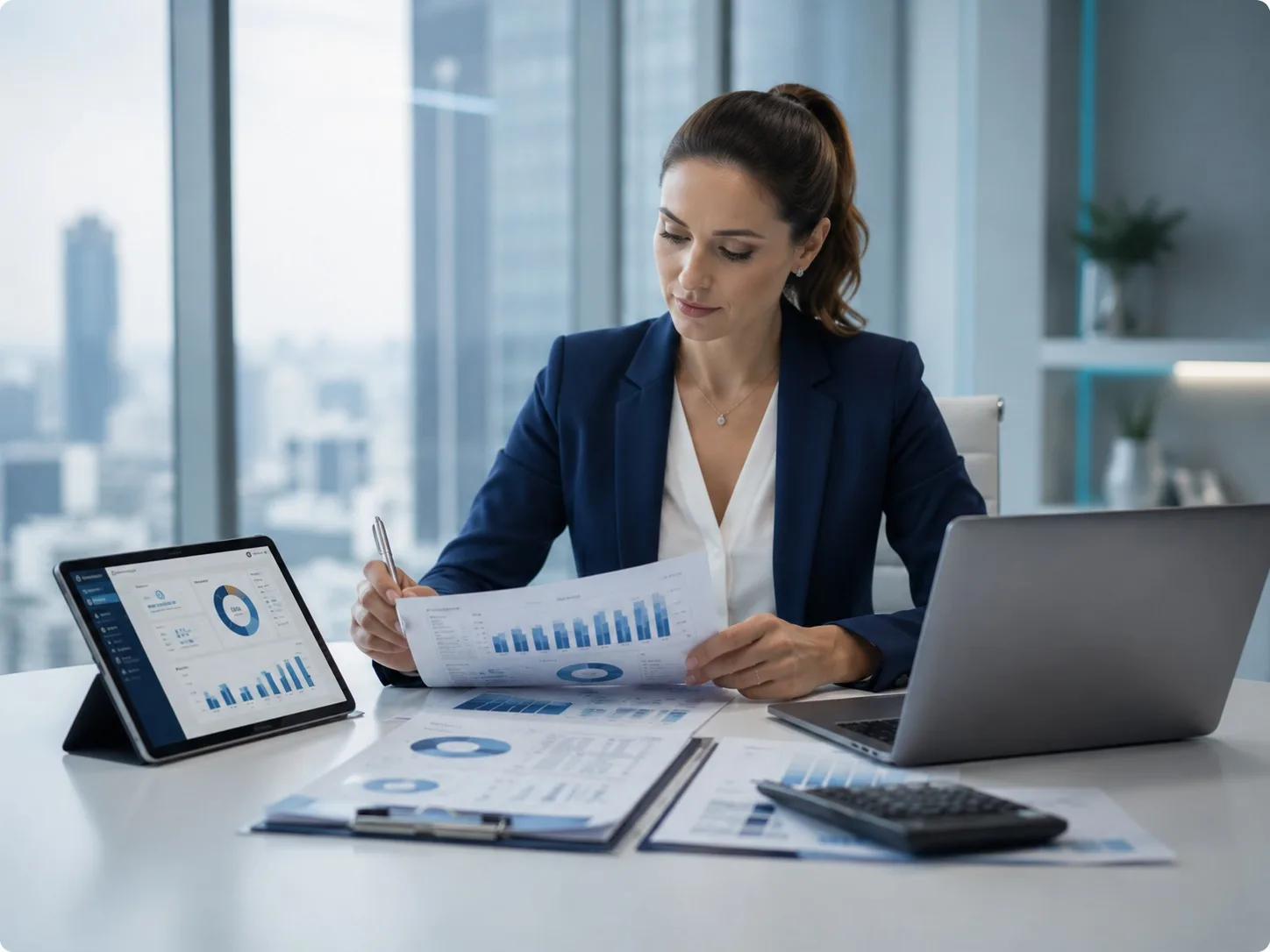 Equipe executiva analisando indicadores e relatórios previdenciários